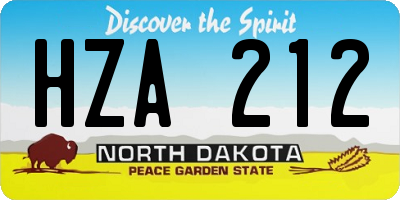 ND license plate HZA212