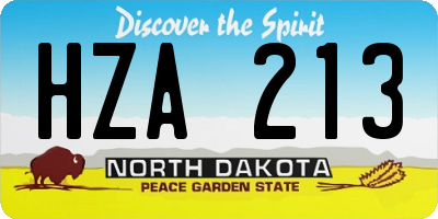 ND license plate HZA213