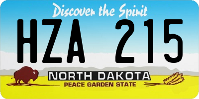 ND license plate HZA215