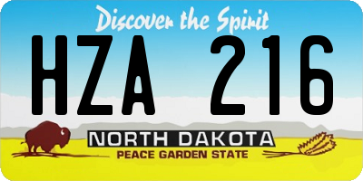 ND license plate HZA216