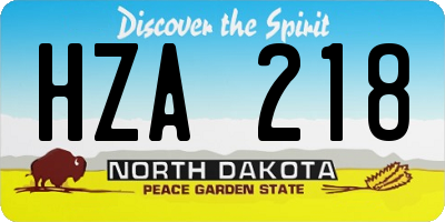 ND license plate HZA218
