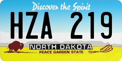 ND license plate HZA219