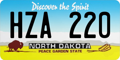 ND license plate HZA220