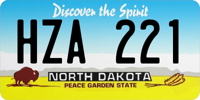 ND license plate HZA221