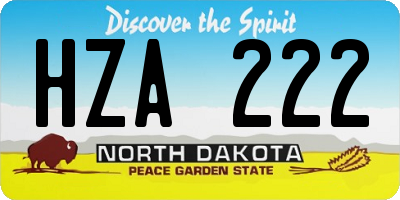 ND license plate HZA222