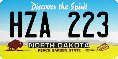 ND license plate HZA223