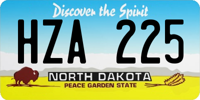 ND license plate HZA225