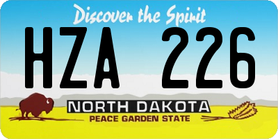 ND license plate HZA226
