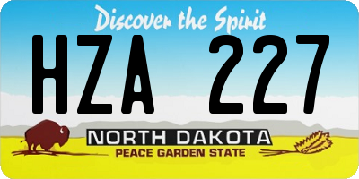 ND license plate HZA227