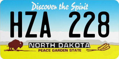 ND license plate HZA228