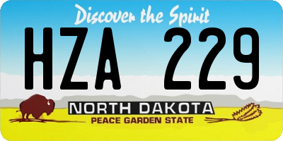 ND license plate HZA229