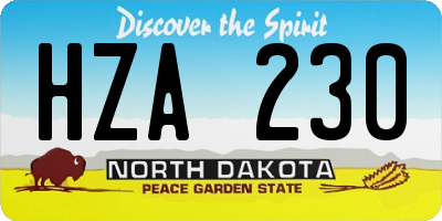 ND license plate HZA230
