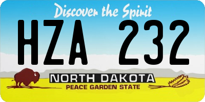 ND license plate HZA232