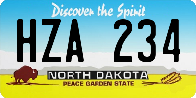 ND license plate HZA234