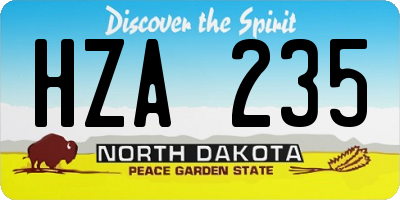 ND license plate HZA235