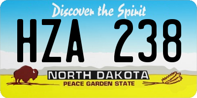 ND license plate HZA238
