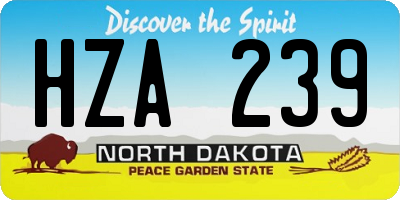 ND license plate HZA239