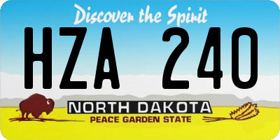 ND license plate HZA240