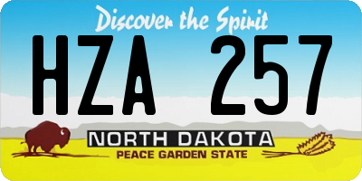 ND license plate HZA257