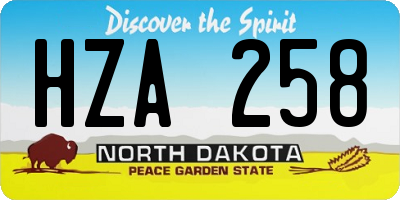 ND license plate HZA258