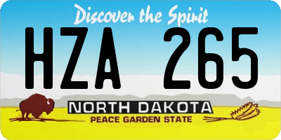 ND license plate HZA265