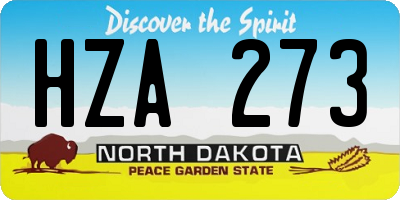 ND license plate HZA273