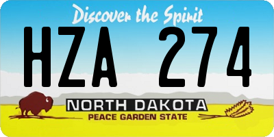 ND license plate HZA274