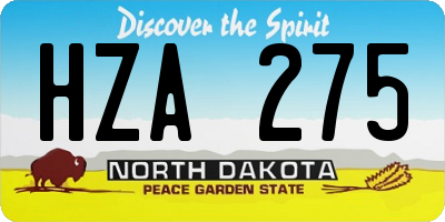 ND license plate HZA275