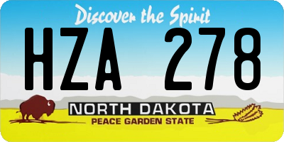 ND license plate HZA278