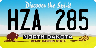 ND license plate HZA285