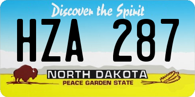 ND license plate HZA287