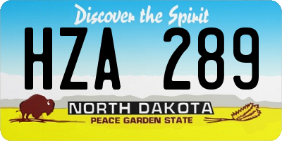 ND license plate HZA289