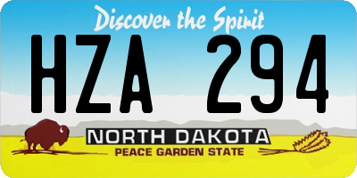 ND license plate HZA294