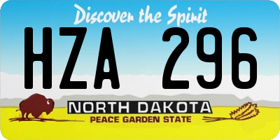 ND license plate HZA296