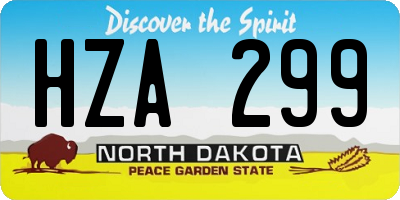 ND license plate HZA299