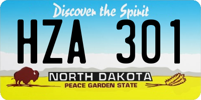 ND license plate HZA301