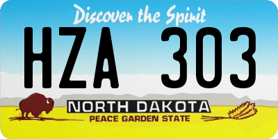 ND license plate HZA303