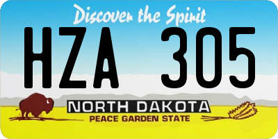 ND license plate HZA305