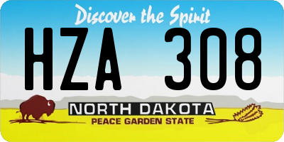ND license plate HZA308