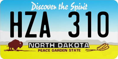 ND license plate HZA310
