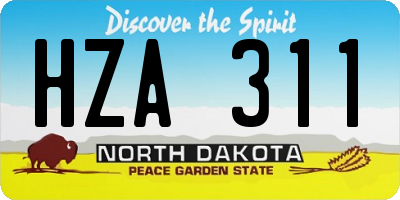 ND license plate HZA311