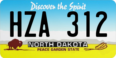 ND license plate HZA312