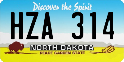 ND license plate HZA314