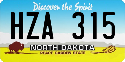 ND license plate HZA315