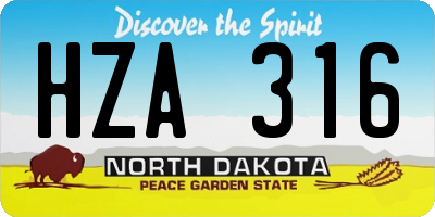 ND license plate HZA316