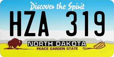 ND license plate HZA319