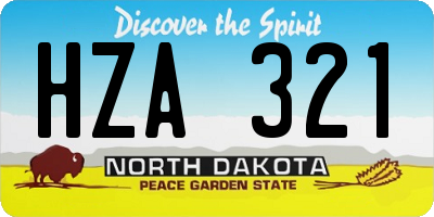 ND license plate HZA321