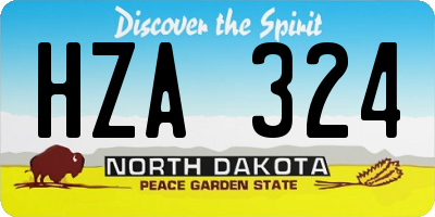 ND license plate HZA324
