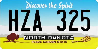 ND license plate HZA325