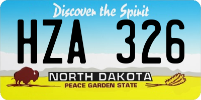 ND license plate HZA326